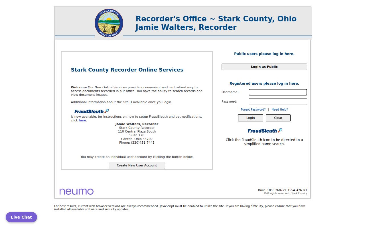 Jackson Township residents directory Stark County Recorder index