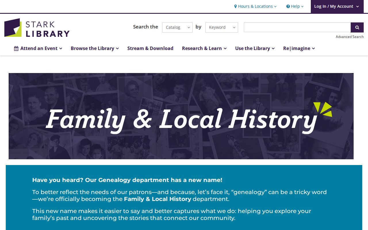 Jackson Township residents directory Stark Library family history