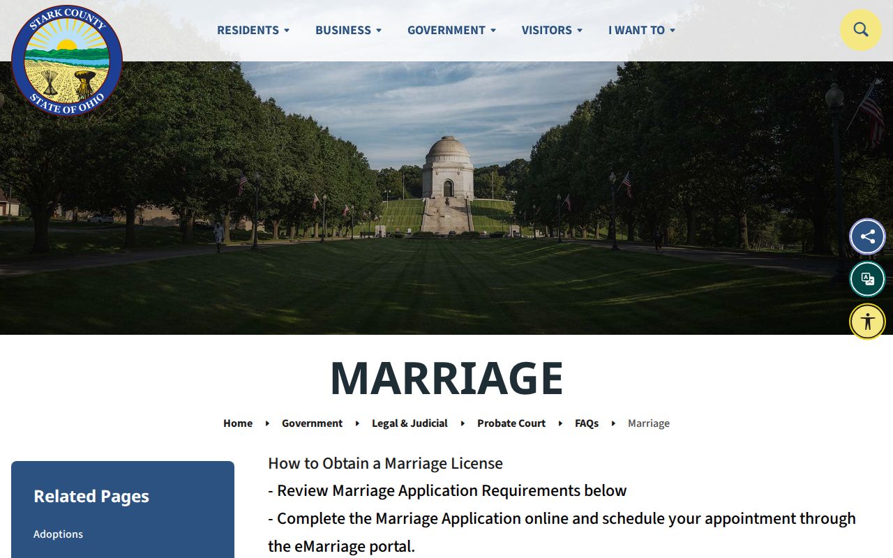 Jackson Township resident lookup Stark County Probate marriage record route